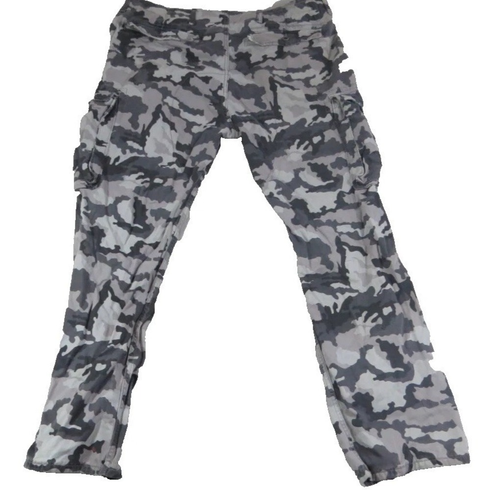 Levis Mens Cargo Pants 36x32 Gray Camo Straight Leg Cotton Camouflage Trousers